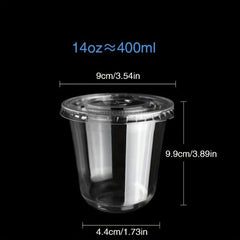 50 Disposable Plastic Cups & Lids for Drinks & Desserts Christmas Party