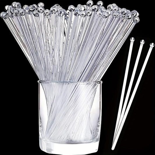 100pcs Disposable Acrylic Swizzle Sticks Cocktail Stirrers for Party Wedding