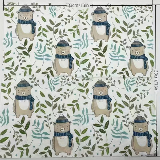 Bear Style Printed Napkin 20 Sheets Pack for Party or Wedding