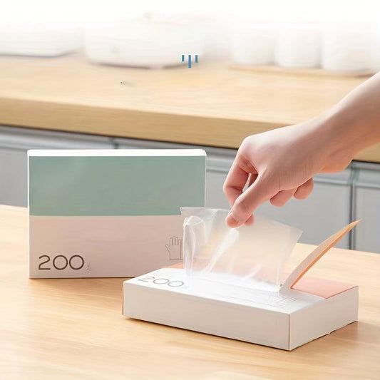 200pcs Food Transparent Disposable Gloves for Kitchen and Beauty