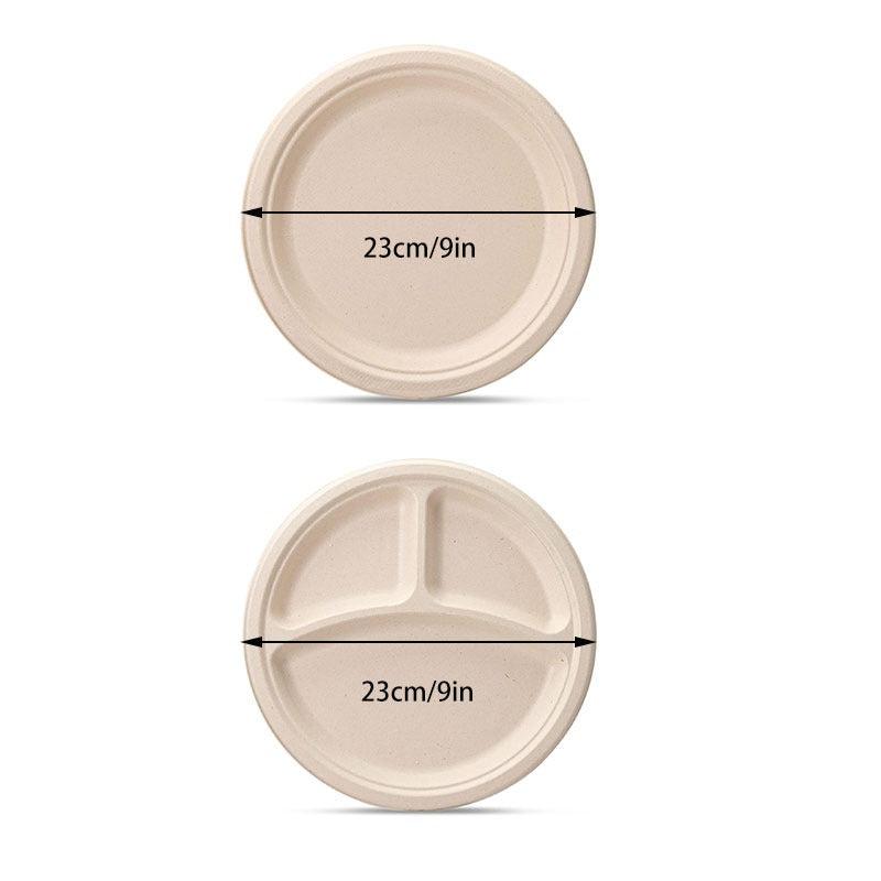 50 Count 22.86 cm Compostable Heavy Duty Paper Plates