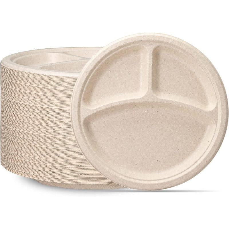 50 Count 22.86 cm Compostable Heavy Duty Paper Plates