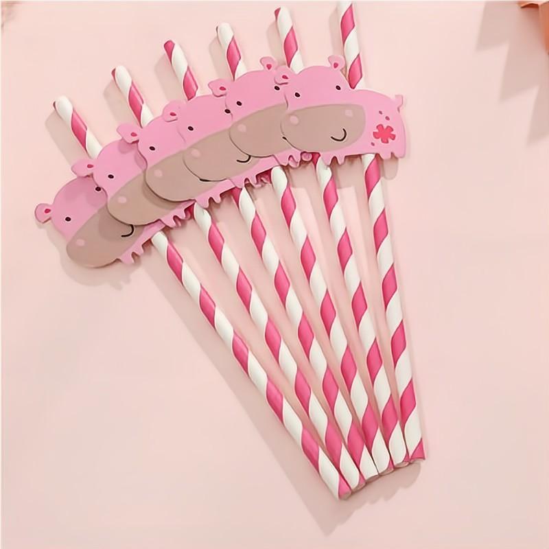 50 Pcs Baby Shower Paper Straws Disposable Drinking Straws Birthday Party Suppli