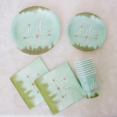 8pcs Green Disposable Paper Dinner Plate Birthday Party Family Gathering