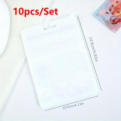 10pcs Macaron Ziplock Bag Seal Pocket for Jewelry and Makeup - Colorful Bone Bag