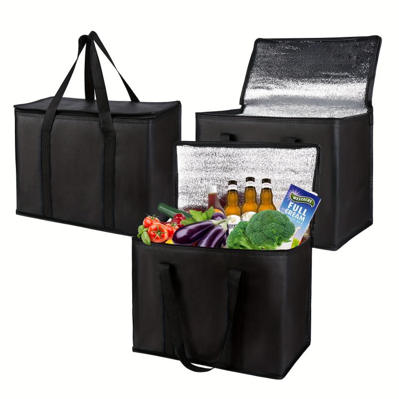 3pcs Insulated Shopping Bags for Food Drinks Beer Cola Pizza Hamburger Rice