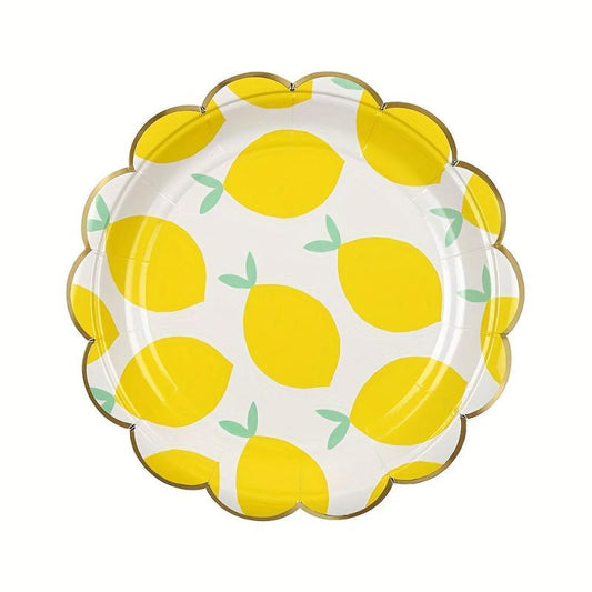 16pcs Lemon Disposable Dinnerware Set Paper Plates Cups Napkins Party Decor