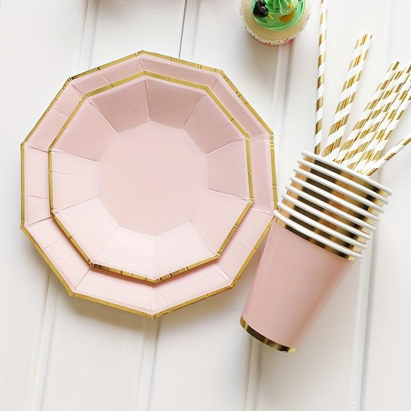 8pcs Disposable Dinnerware Set Paper Dinner Plates Party Decoration