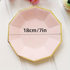 8pcs Disposable Dinnerware Set Paper Dinner Plates Party Decoration
