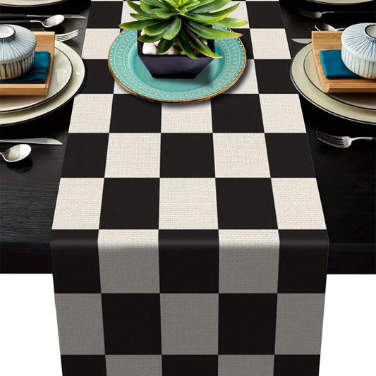 Geometric Stripe Linen Table Runner Classic Vintage Table Cloth Home Decor