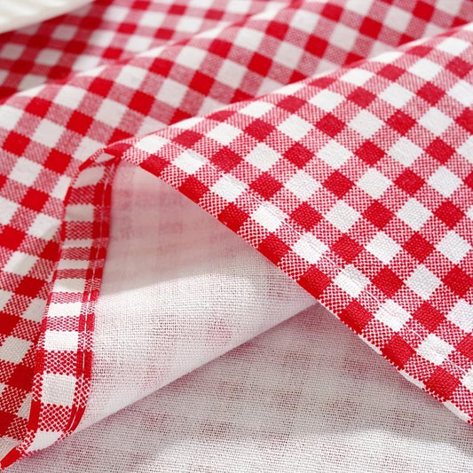Summer Plaid Tablecloth Red, Rectangular Cover for Weddings, Durable