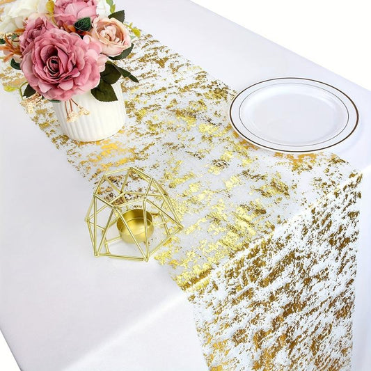Boho Style Golden Table Runner for Weddings Bridal Baby Showers