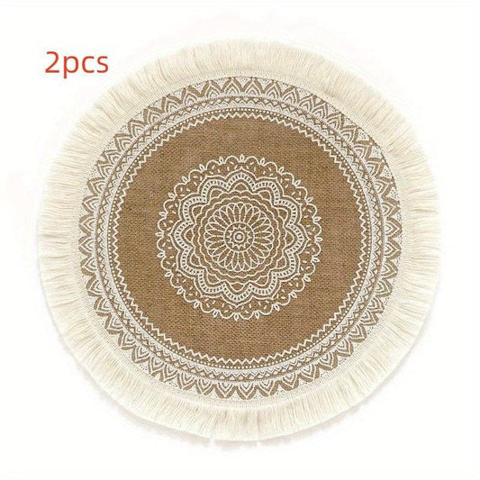 Boho Vintage Jute Placemat for Home Parties and Birthdays