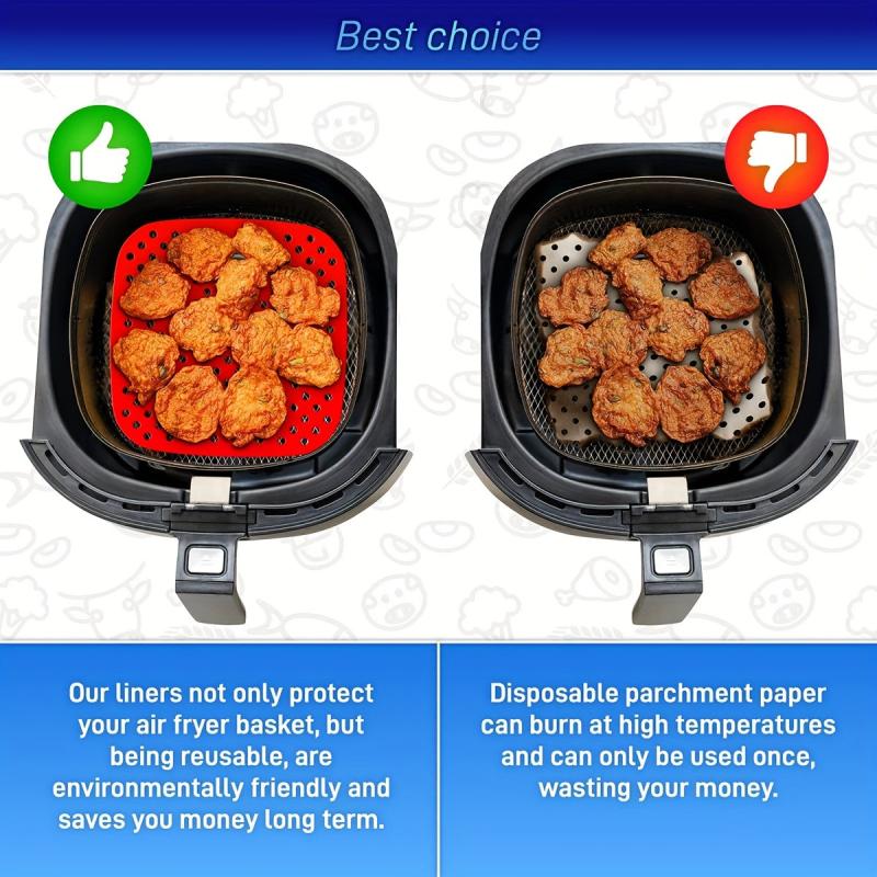 1pc Reusable Silicone Air Fryer Liner Easy Clean Air Fryer Accessories Non Stick