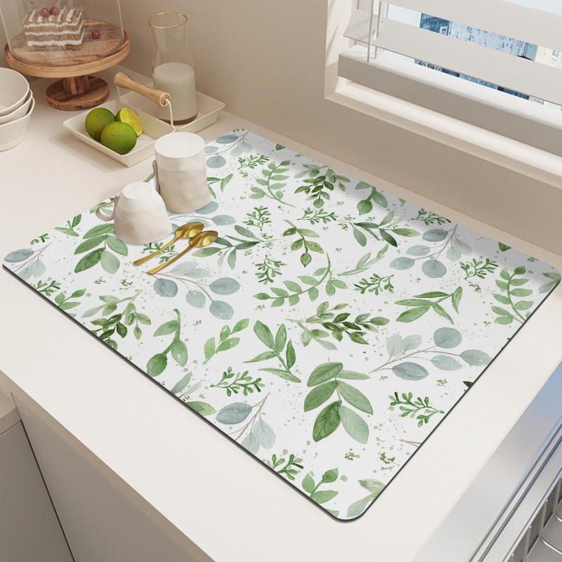 Monstera Leaf Plants Drying Mat Non Slip Absorbent Wear resistant