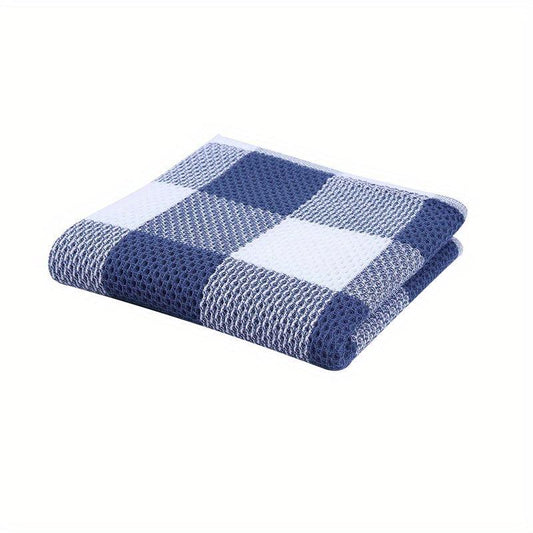 4pcs Waffle Weave Check Plaid Dish Cloths Soft Absorbent Towels Quick Drying