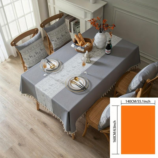 Christmas Tablecloth Solid Deer Pattern Jacquared Craft Table Cover