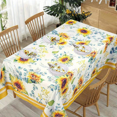 Rural Sunflower Pattern Tablecloth Washable Anti-slip Table Cover