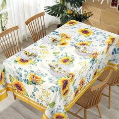 Rural Sunflower Pattern Tablecloth Washable Anti-slip Table Cover