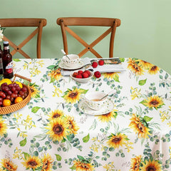 Rural Sunflower Pattern Tablecloth Washable Anti-slip Table Cover