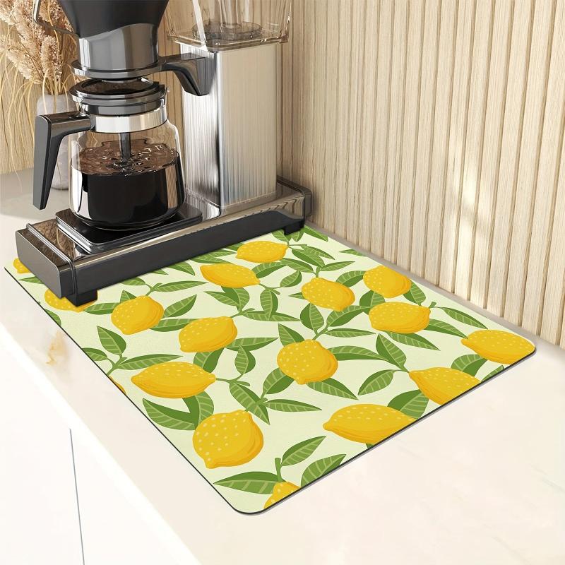 Lemon Printed Dish Drying Mat Absorbent Non Slip Wear resistant