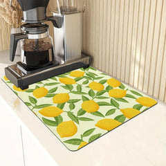 Lemon Printed Dish Drying Mat Absorbent Non Slip Wear resistant