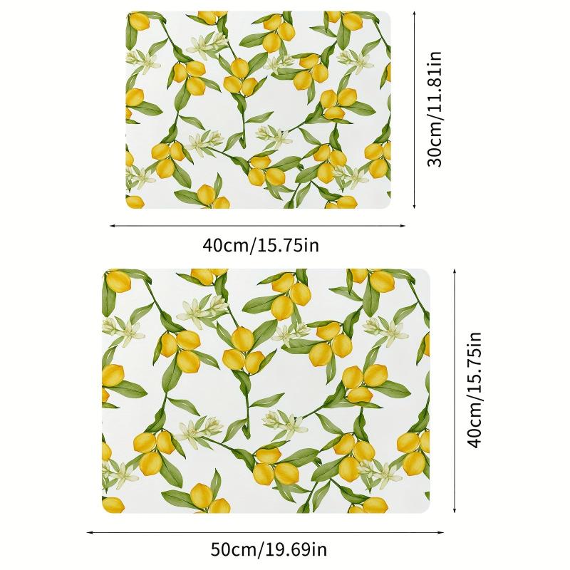 Lemon Printed Dish Drying Mat Absorbent Non Slip Wear resistant