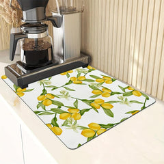 Lemon Printed Dish Drying Mat Absorbent Non Slip Wear resistant