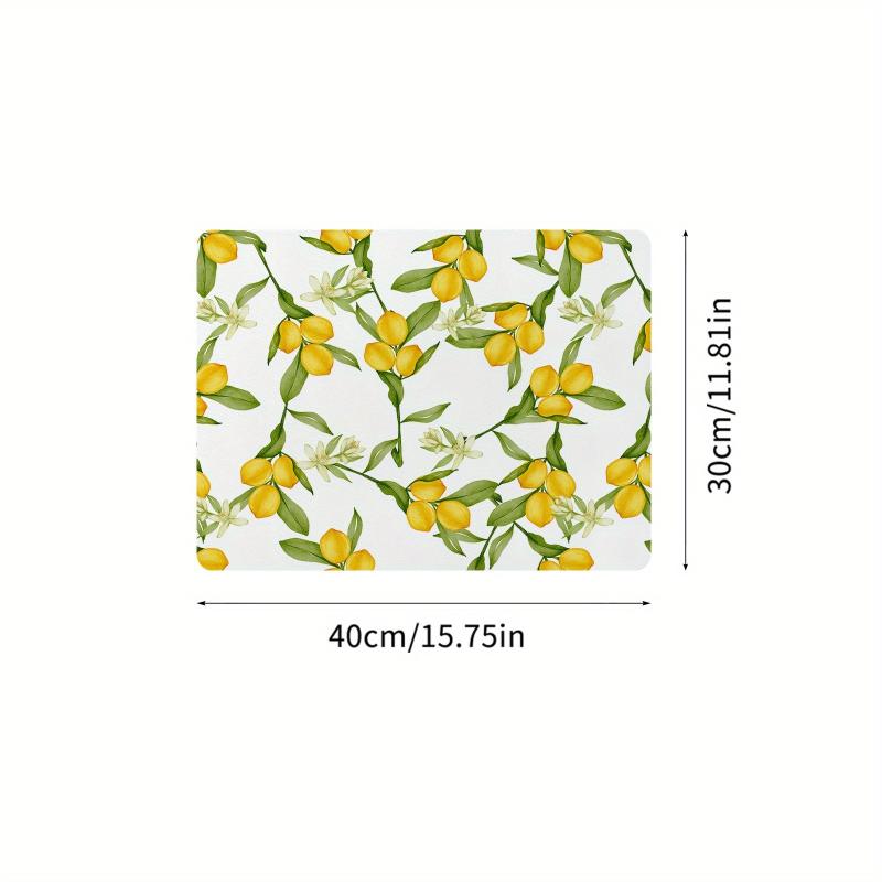 Lemon Printed Dish Drying Mat Absorbent Non Slip Wear resistant