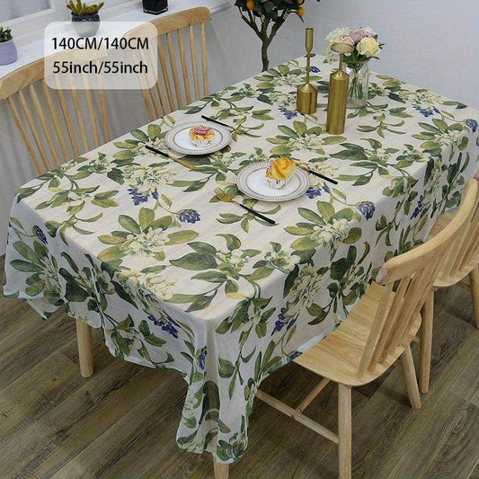 1pc Floral Table Cloth Rustic Pastoral Polyester Linen Printed Table Cloth