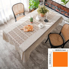 Polyester Linen Mosaic Rice Crochet Tablecloth Waterproof Tablecover