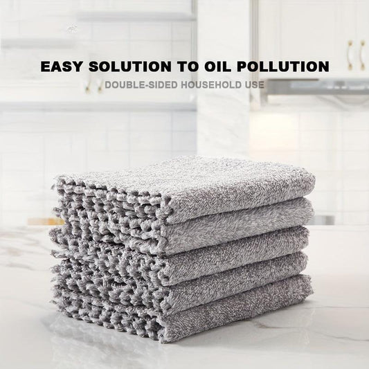 10pcs Bamboo Charcoal Dish Towel Microfiber Absorbent Dishcloth
