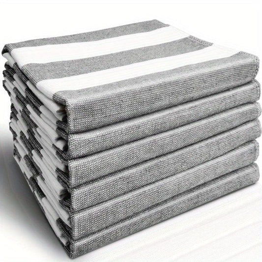 6pcs Striped Waffle Plaid Dish Cloths Cleaning Rags Face Towels