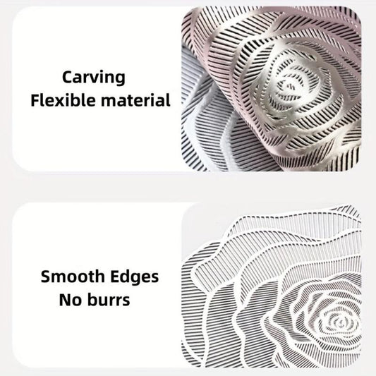 4pcs PVC Rose Flower Placemats Washable Reusable Anti-slip Table Mats
