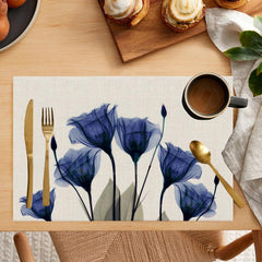 Flower Linen Dining Table Mat Style Table Decoration for Home