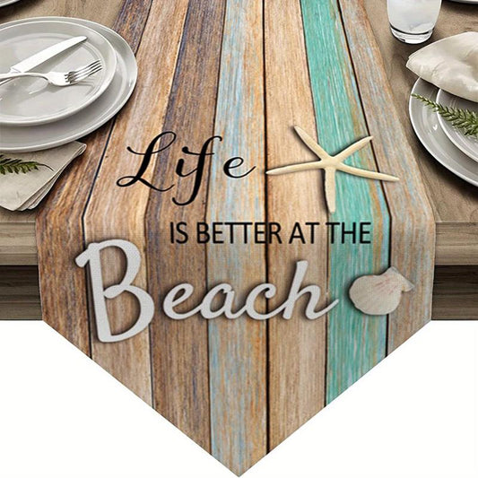 Ocean Style Linen Table Runner Summer Seashore Decor