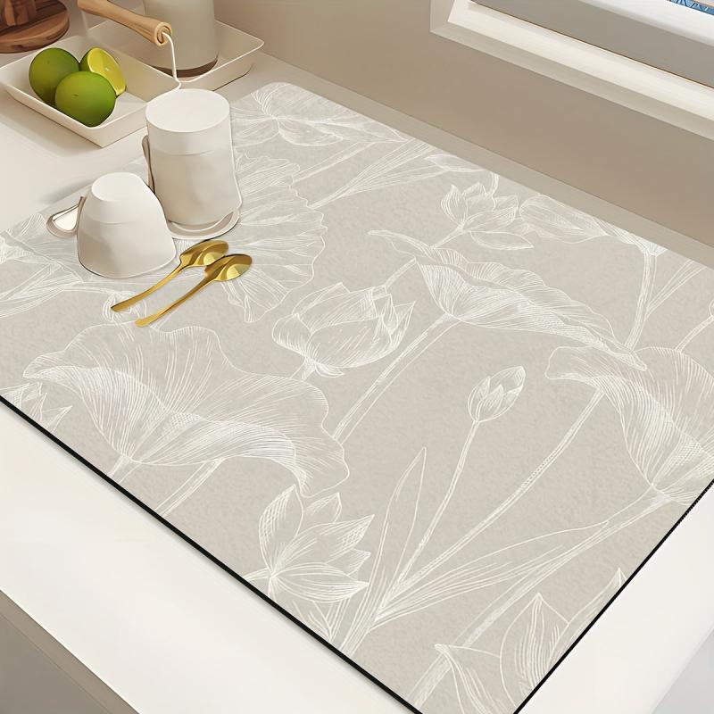 1pc Dish Drying Pad Kitchen Absorbent Mat Washstand Drain Mat Soft Diatom