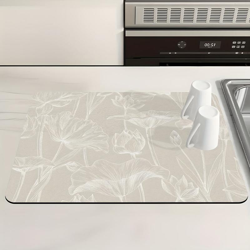 1pc Dish Drying Pad Kitchen Absorbent Mat Washstand Drain Mat Soft Diatom
