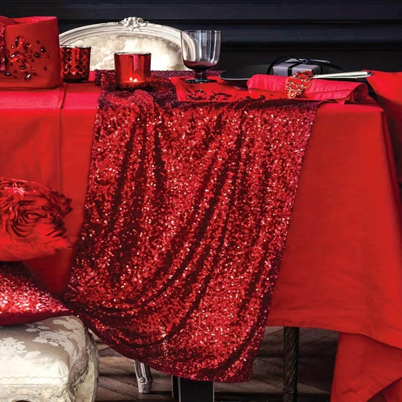 Sparkly Red Sequin Table Runner - Elegant for Parties, Weddings, and Holidays