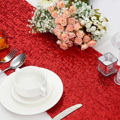Sparkly Red Sequin Table Runner - Elegant for Parties, Weddings, and Holidays