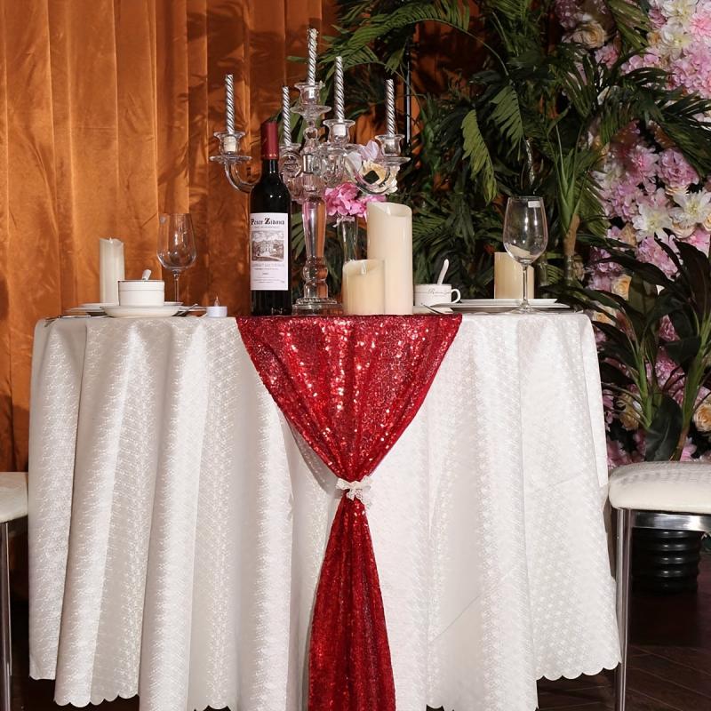 Sparkly Red Sequin Table Runner - Elegant for Parties, Weddings, and Holidays