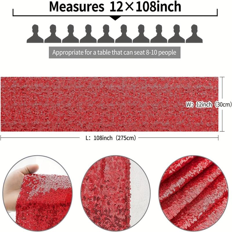 Sparkly Red Sequin Table Runner - Elegant for Parties, Weddings, and Holidays