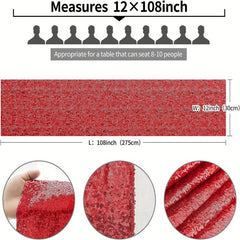 Sparkly Red Sequin Table Runner - Elegant for Parties, Weddings, and Holidays