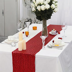 Sparkly Red Sequin Table Runner - Elegant for Parties, Weddings, and Holidays