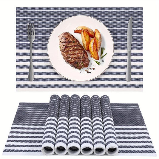 8pcs Plastic Placemats Solid Style Pvc Mat Western Food Mat Coffee Table Mat