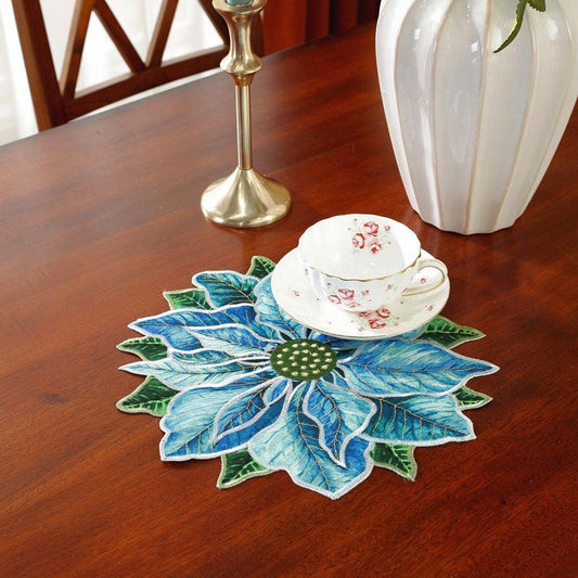 Red Floral Pattern Placemat - Heat Insulation, Waterproof, Non-slip