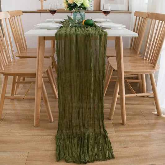 Polyester Table Runner Balinese Pleated Style Solid Table Cover