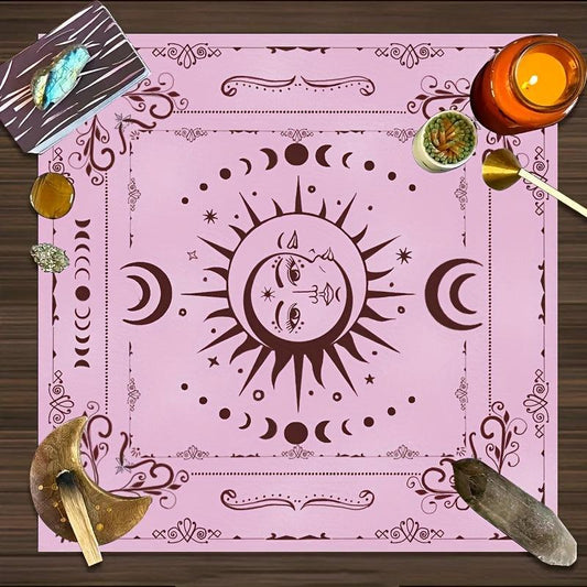 Pink Tarot Cloth Sun Moon Phase Altar Cloth Starry Tarb Oracle Card Tablecloth
