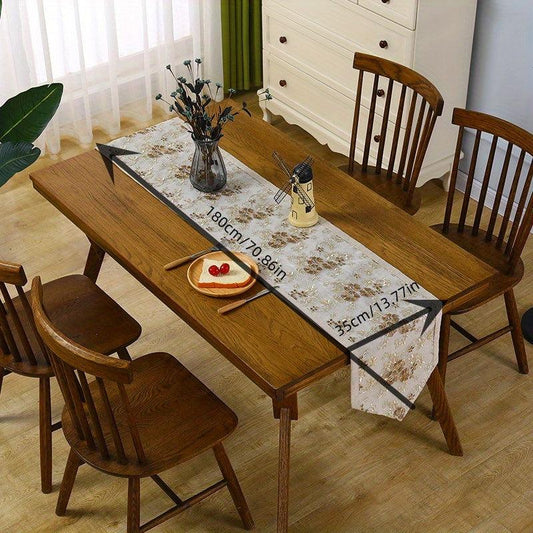 Bohemian Linen Table Flag Double Embroidered Runner Home Tea Art