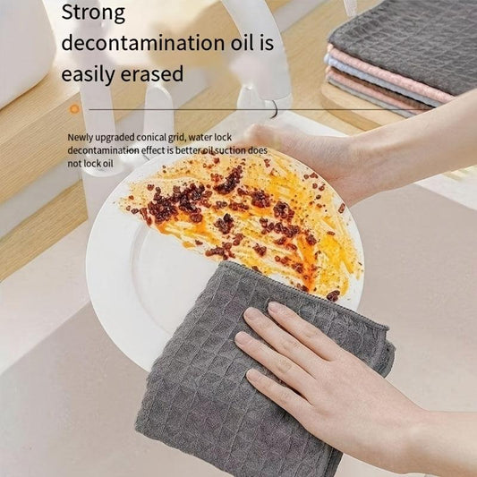 12pcs Waffle Square Plaid Dish Cloths Kitchen Cleaning Rags